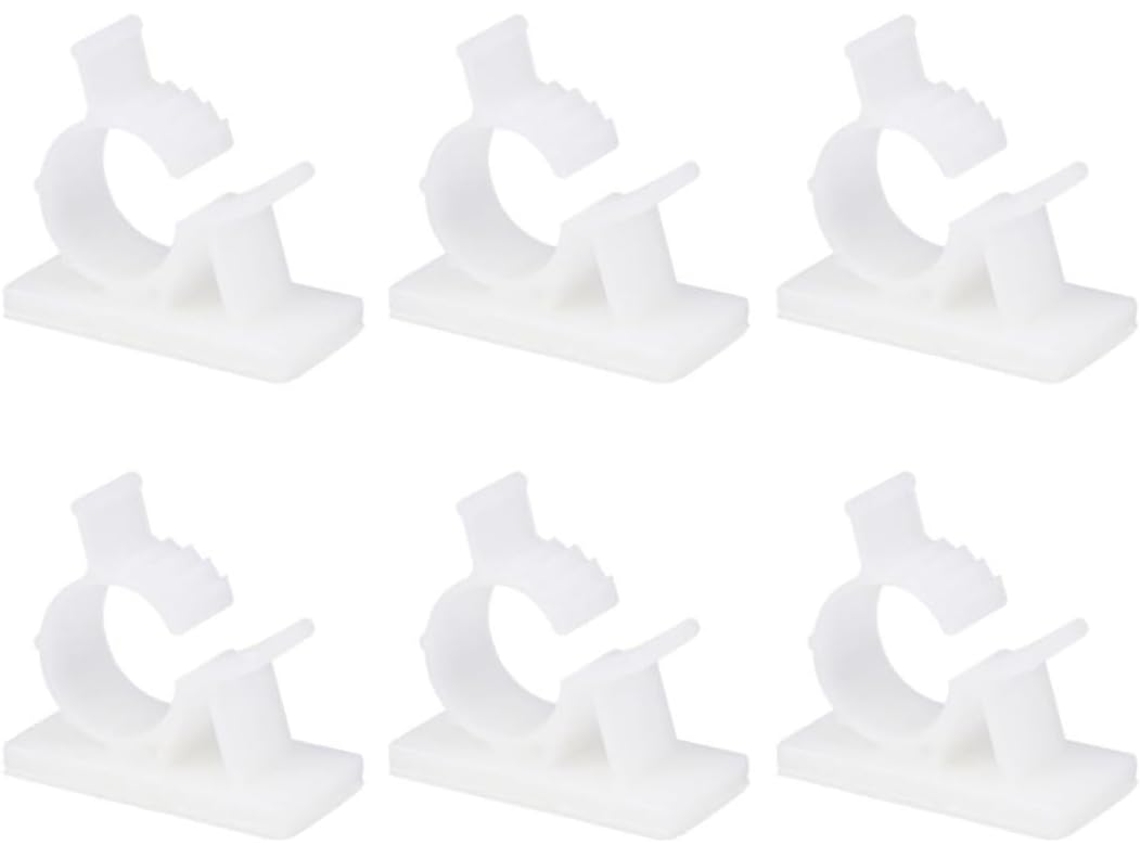 Pacote Com 20 Presilhas Autoadesivas De Plástico Branco Para Cabos Com Design Ajustável.