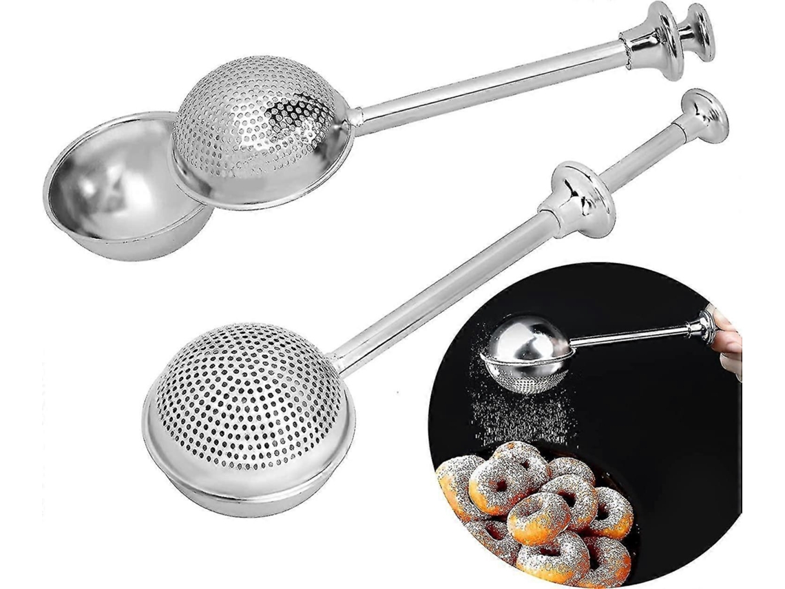 Cernidor de Hornear 2 Piezas, Cernidor de Azúcar Polvo Y Harina, Acero Inoxidable, Manejo Con Resorte, Multiusos para Repostería Y Té