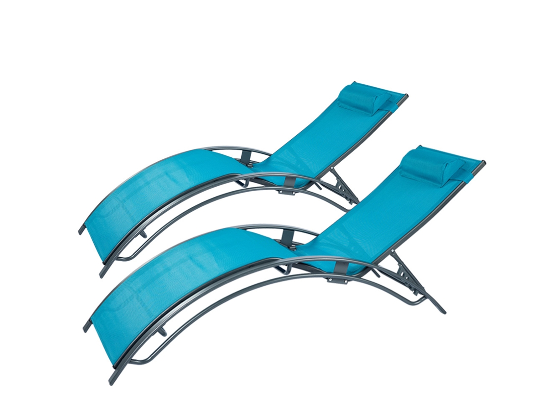 Cali Conjunto De 2 Espreguiçadeiras Ajustáveis, Cinzento E Azul