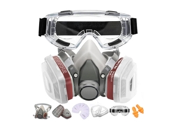 Ensemble Complete Masque À Gaz: Máscara Facial Anti-poussière E Anti-gaz, Lunettes De Protection E Bouchons D'oreilles.