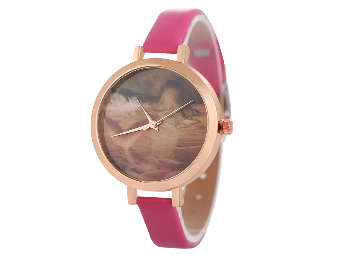 Relógio de Pulso Feminino Business Alloy Rosa Red Analógico de Quartzo com Dial Redondo