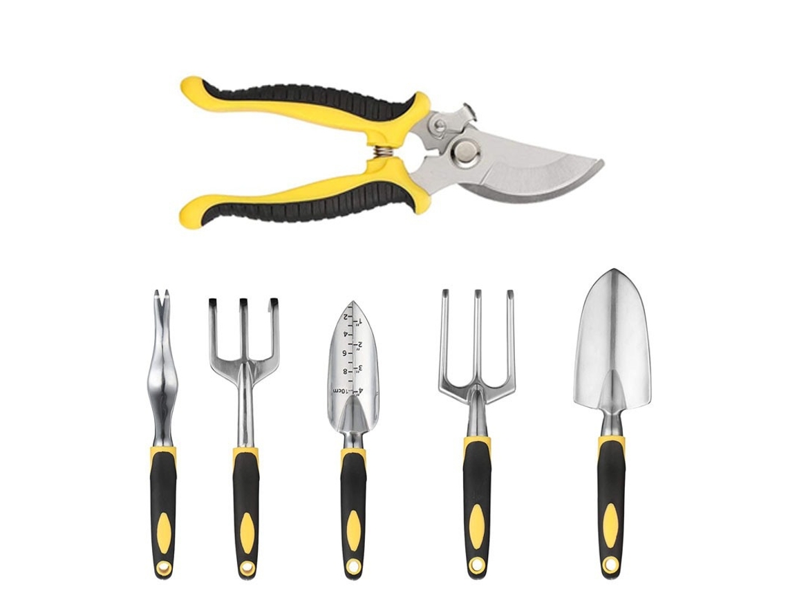 Conjunto De 6 Peças De Ferramentas De Jardinagem Em Alumínio Fundido Reforçado – Robustas, Duráveis E Práticas Para Manutenção De Jardins Externos.