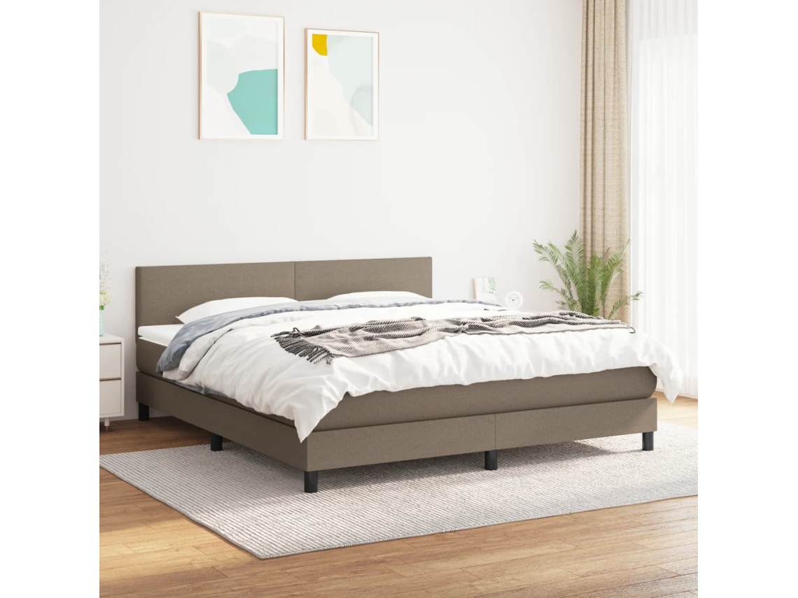Vidaxl Cama com Molas/colchão 180x200 Cm Tecido Castanho acinzentado