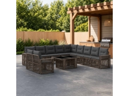 Vidaxl Conjunto De Sofá De Jardim 12 Unid. Cinza E Cinza Escuro