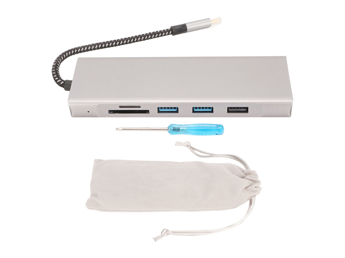 Hub Usb C 8 Em 1 Com Gabinete De Ssd M.2 Nvme, Estação De Docking 100w 5gbps De Alumínio