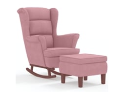 Cadeira de baloiço com apoio de pés VIDAXL Cor-de-rosa Veludo (78x93x97 cm )
