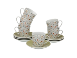 Conjunto de 6 xícaras e pires Versa Verdi (porcelana multicolorida)