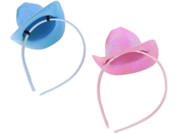Nuobesty De 2 Mini Faixas De Cabeça Com Boné, Chapéus De Copa Iridescentes, Acessórios Rosa E Azul