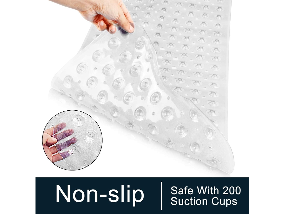 Tapete De Banheira Antiderrapante Extra Longo 100x40cm Branco Transparente