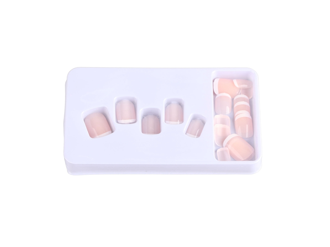 24pcs Unhas French Nude Curtas De Press On Full Cover Ballerina Para Diy Salão Diário