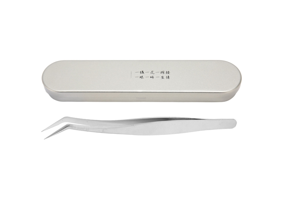 Pinça De Cílios Curva De Aço Inoxidável Antiestática Para Extensão De Cílios Reutilizável 13.2cm