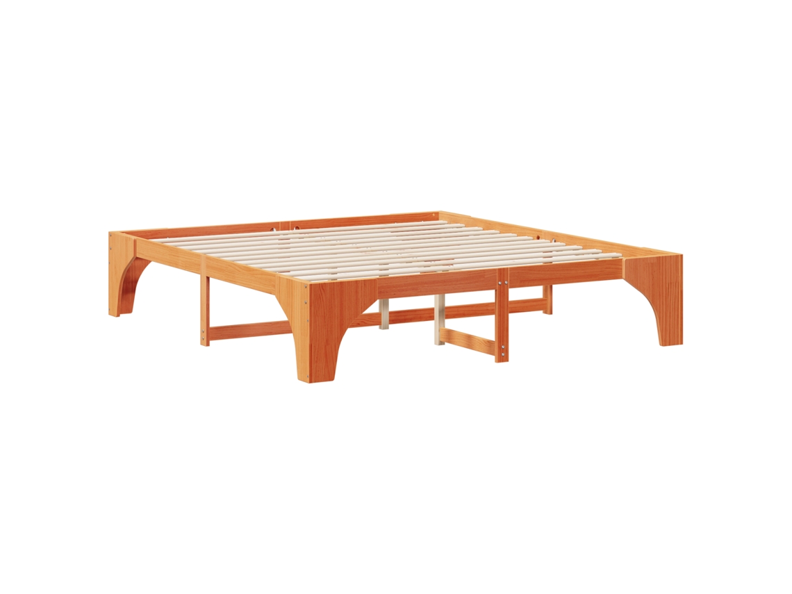Conjunto 1 Estrutura Da Cama Vidaxl Castanho Madeira De Pinho Maciça (180 X 200 Cm)
