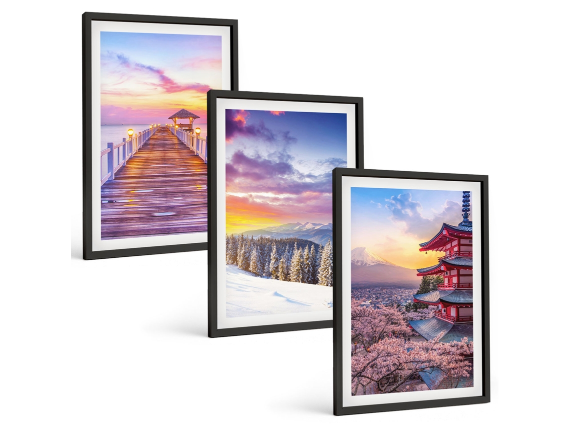 Conjunto De Pinturas Paisagens Românticas Do Céu Espelharte (3 Peças 40x60 Cm)