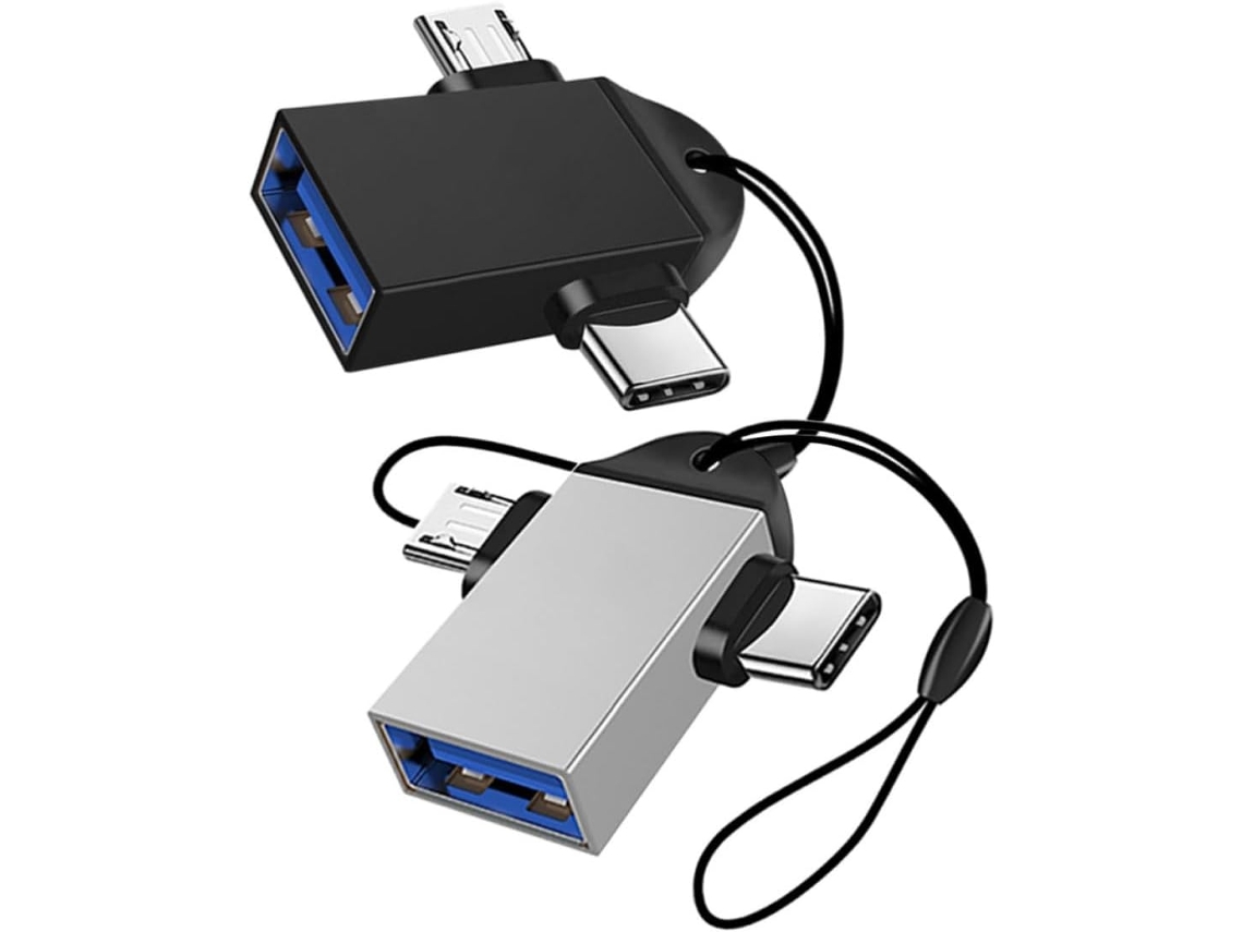 Adaptador Otg De 2 Peças Com Conversor Micro Type-c Para Usb 3.0
