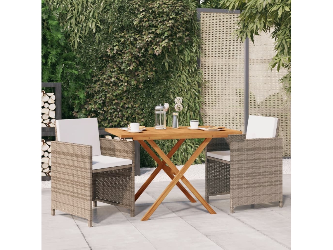 Pcs Conjunto De Jantar Para Jardim Com Almofadões Bege Dkd Home Decor