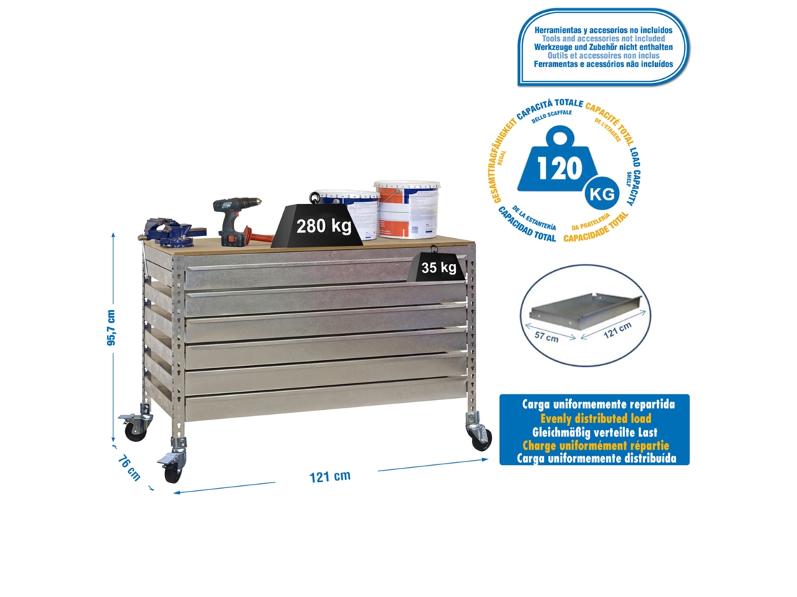 Bancada De Trabalho Sem Parafusos Simonwork Mobile Bt5 Box6 1200 Galva/wood