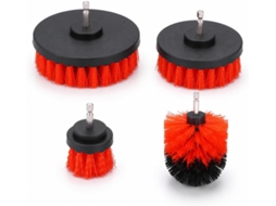 Conjunto De 4 Escovas Para Furadeira Elétrica, Kit De Limpeza Multiuso Para Móveis E Superfícies, Vermelho