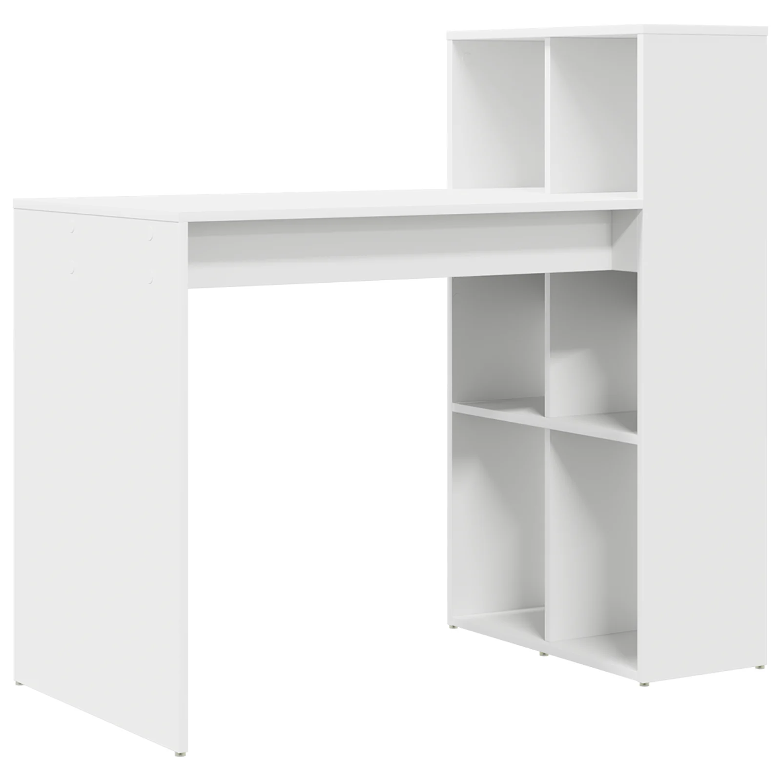 Mesa De Escrita Branca Contemporânea Com Prateleiras Embutidas Vidaxl Branco Derivados De Madeira