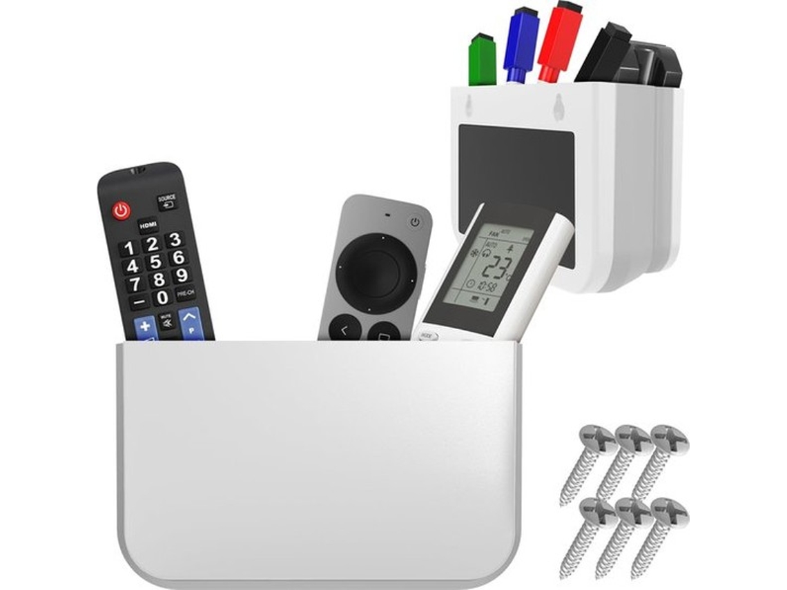 Afegável - Controle Remoto Magnético - Pode Ser Desdobrado - Fixação Na Parede - Branco - Suporte Para Caneta - Prático Para Casa E Escritório - 2 Uni