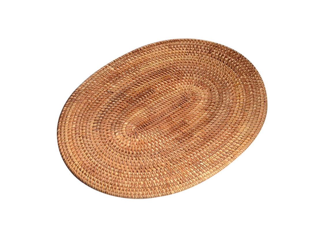 Conjunto de Porta copos AQUAFORGE de rattan natural, tapete de mesa resistente ao calor, 40x30cm