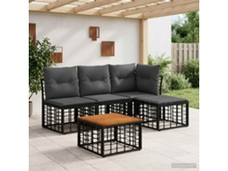 Vidaxl Conjunto De Sofás Para Exterior 5 Pcs Preto E Cinza Escuro