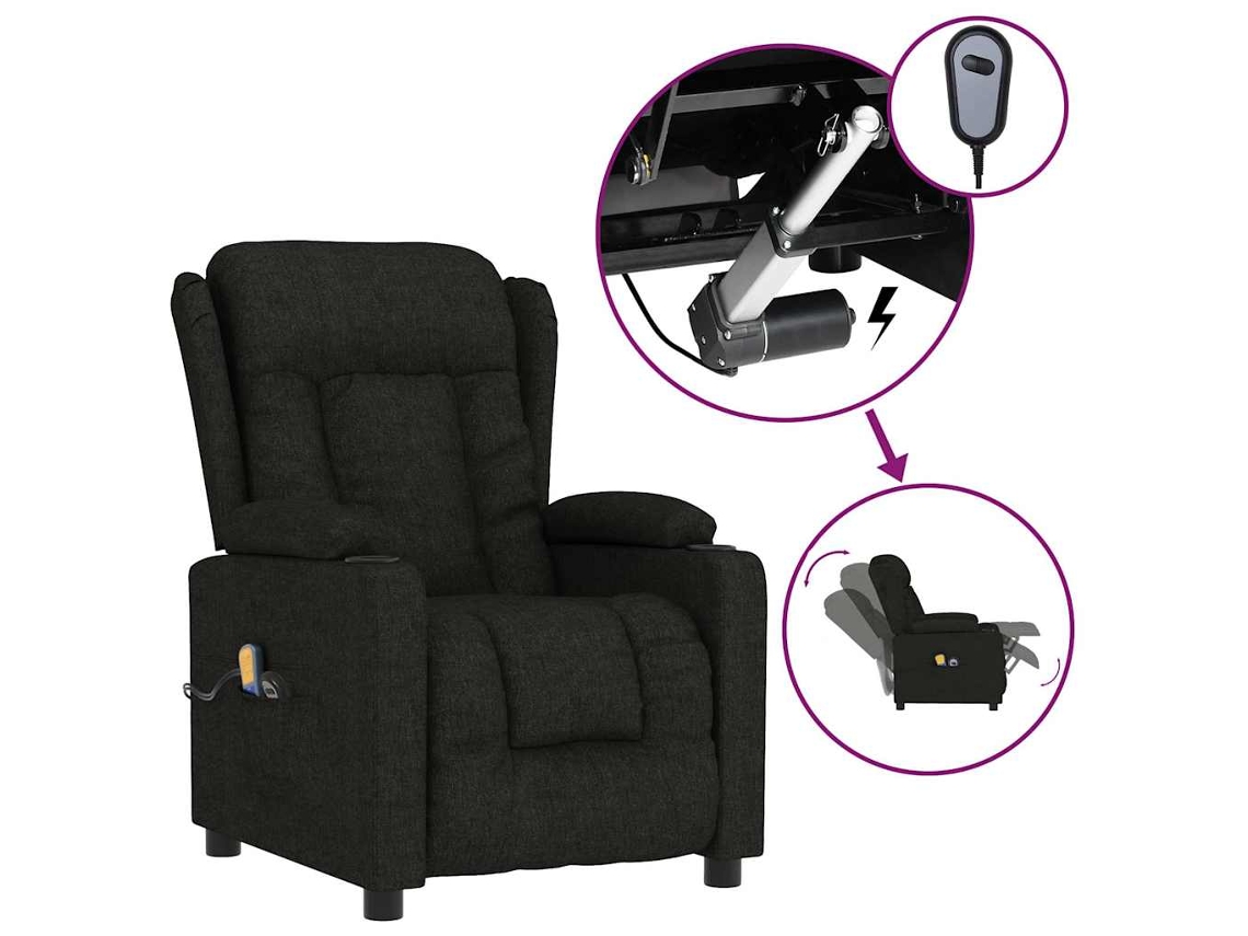 Electric Massage Chair, Electric Massage Chairs Vidaxl Preto Tecido