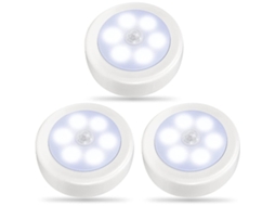 Conjunto 3 Luzes Led Com Sensor Movimento Para Armário E Escada