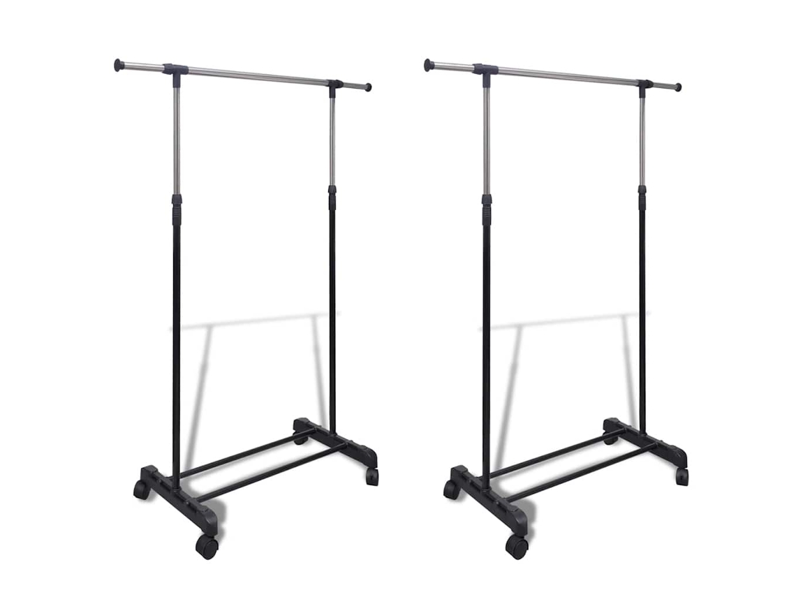 Vidaxl Cabide Para Roupas Ajustável Com 1 Varão 2 Pcs