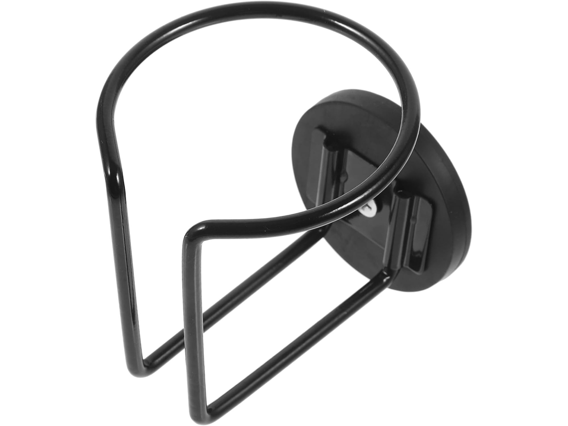 Suporte magnético para rodas de carro em ferro preto, montagem horizontal.