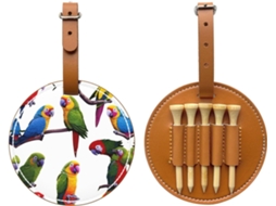 Bolsa para Tees de Golfe Rainforest Parrot, Preta. Fácil de Transportar e Mais Eficiente para Jogar Golfe.