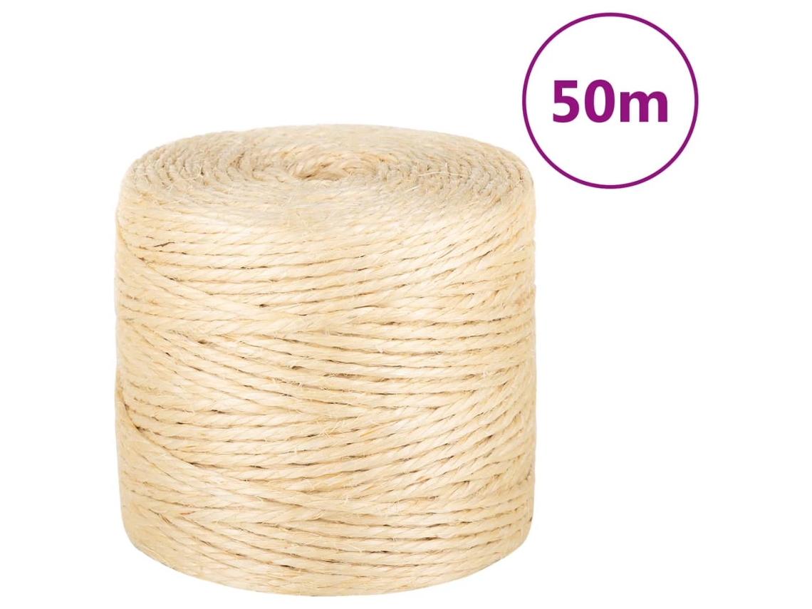 Vidaxl Corda 100% Sisal 4 Mm 50 M