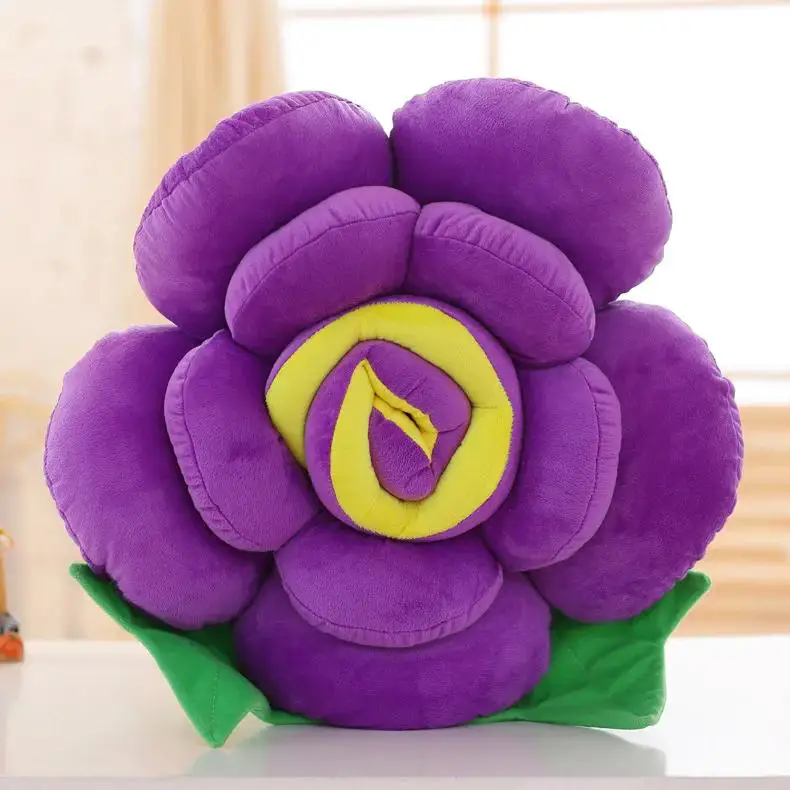 Almofada de Sofá Grande em Pelúcia em Formato de Rosa, Almofada Decorativa Floral MDUG (roxo, 30 Cm)