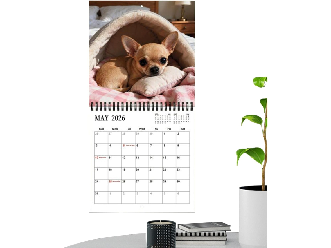 Calendário 2026- 20 X 41 Cm, Planejador Familiar De 12 Meses, De Parede Com Tema De Cachorro, Para Casa,