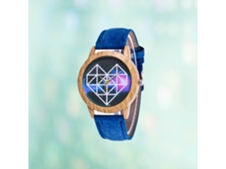 Relógio de pulso unissex em liga metálica com mecanismo de quartzo, estilo moderno e casual, azul.