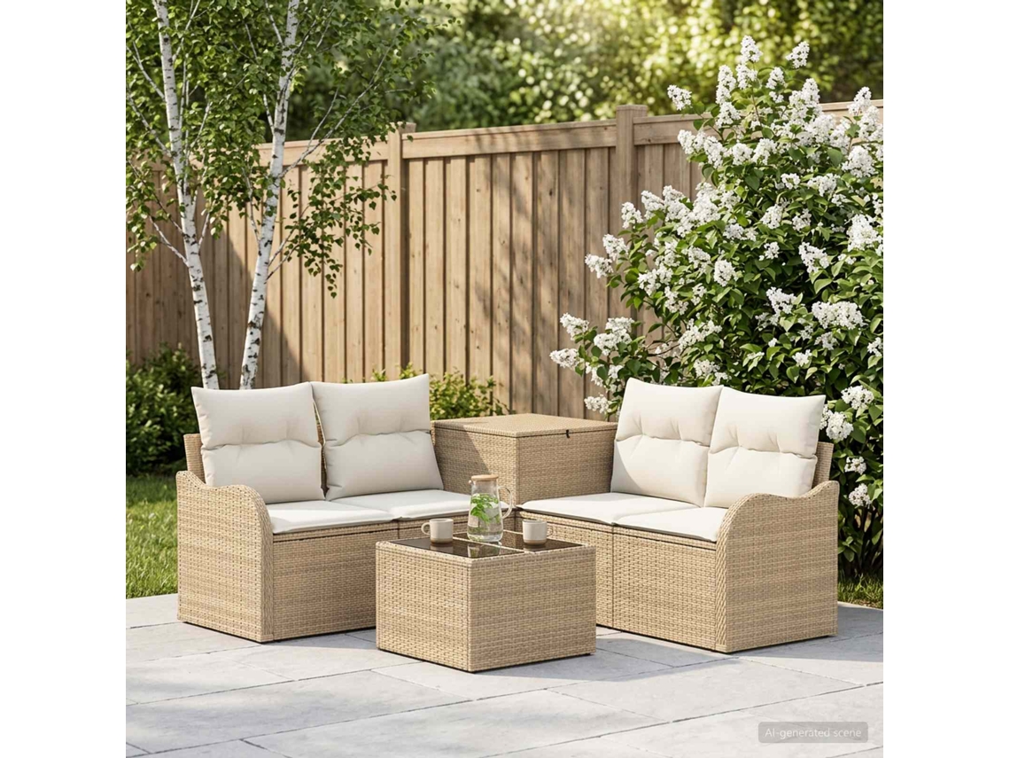 Vidaxl Conjunto De Sofás 6 Unid. Bege E Branco Creme