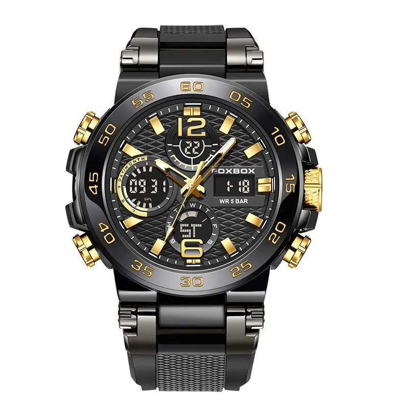 Relógio De Mergulho Fashion (preto E Dourado), Cronógrafo Militar Esportivo De Luxo De Marca Renomada, À Prova D'água.