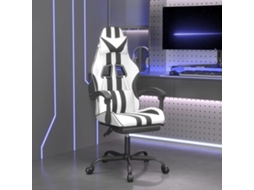Vidaxl Cadeira Gaming Giratória C/ Apoio Pés Couro Artif. Branco/preto