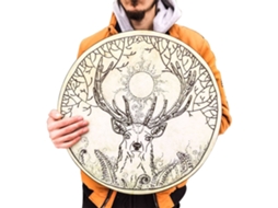 Tambor Xamânico Grande Artesanal com Baqueta Música Espiritual Decoração de Casa S/MARCA