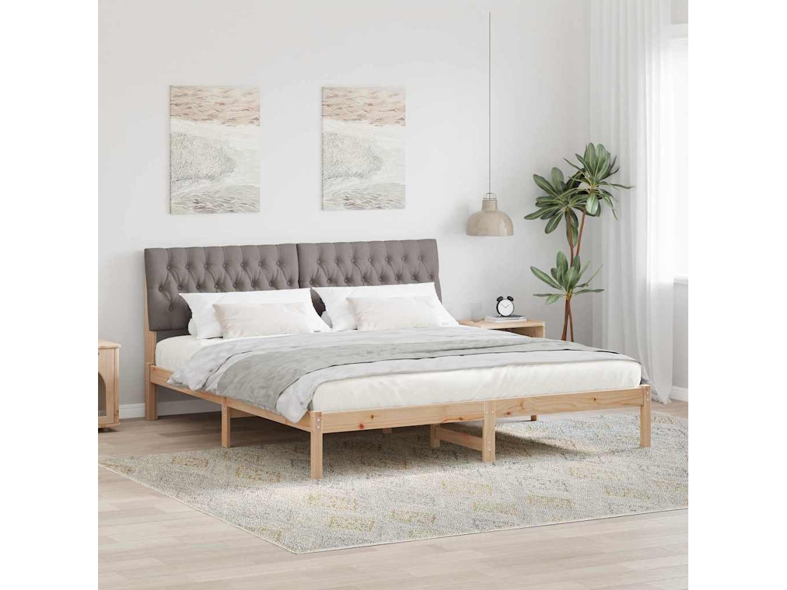 Vidaxl Estrutura De Cama Com Cabeceira Estofada Castanho 180 X 200 Cm