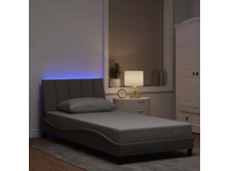 Cama De Solteiro | Camas Para Quarto | Estrutura De Cama Sem Colchão Hanko 100x200 Cm Tecido Cinza-acastanhado