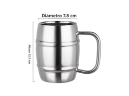 Caneca de Cerveja de Aço Inoxidável com Alça e Duas Extremidades. MDUG (500 Ml)