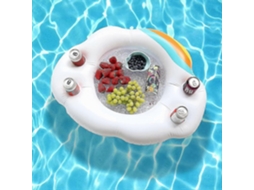 Suporte Inflável Flutuante Para Bebidas Na Piscina - Bandeja Com Porta-copos E Tigela Para Petiscos, Em Pvc Resistente.