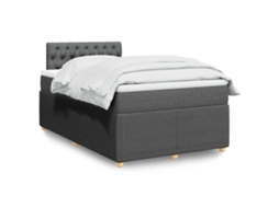 Vidaxl Cama Com Molas/colchão 120x200 Cm Tecido Cinzento-escuro