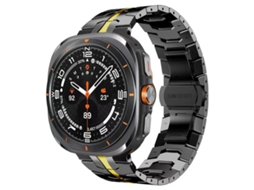 Bracelete para Samsung Galaxy Watch Ultra Liga de Titânio com Fivela Borboleta Preto Dourado XIAOMOYU (47mm)