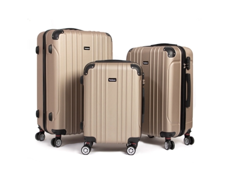 Conjunto De 3 Peças De Malas De Viagem Rígidas 55/68/78cm, Malas De Viagem De Cabina Médias E Grandes, 4 Rodas Duplas, Champanhe Todeco