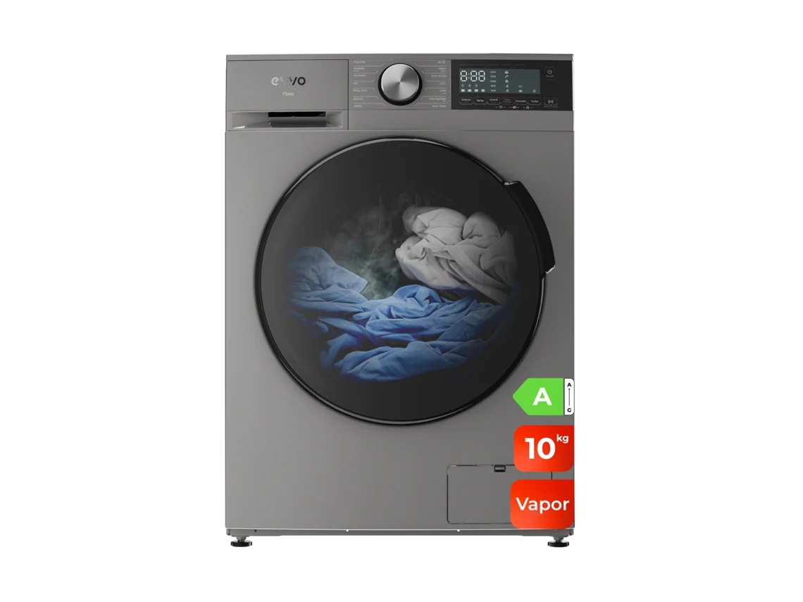 Máquina de Lavar Roupa EVVO Nova 11, 11kg, 1350rpm, A, Motor Inversor, Eprotect, 14 Programas, Vapor, Quick Wash 15’, Arranque Retardado, Branco