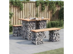Vidaxl Mesa De Jardim Com Design De Gabião 100x70x72 Cm Em Madeira Maciça De Pinho