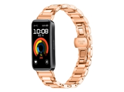Bracelete Para Huawei Band 10/9/8 De Aço Inoxidável Com Fecho Borboleta Fino Ouro Rosa