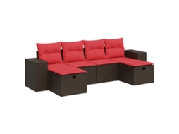 Conjunto de 6 Sofás Jardim com Almofadões Vime Pe Castanho MAISON EXCLUSIVE (80x200 cm)