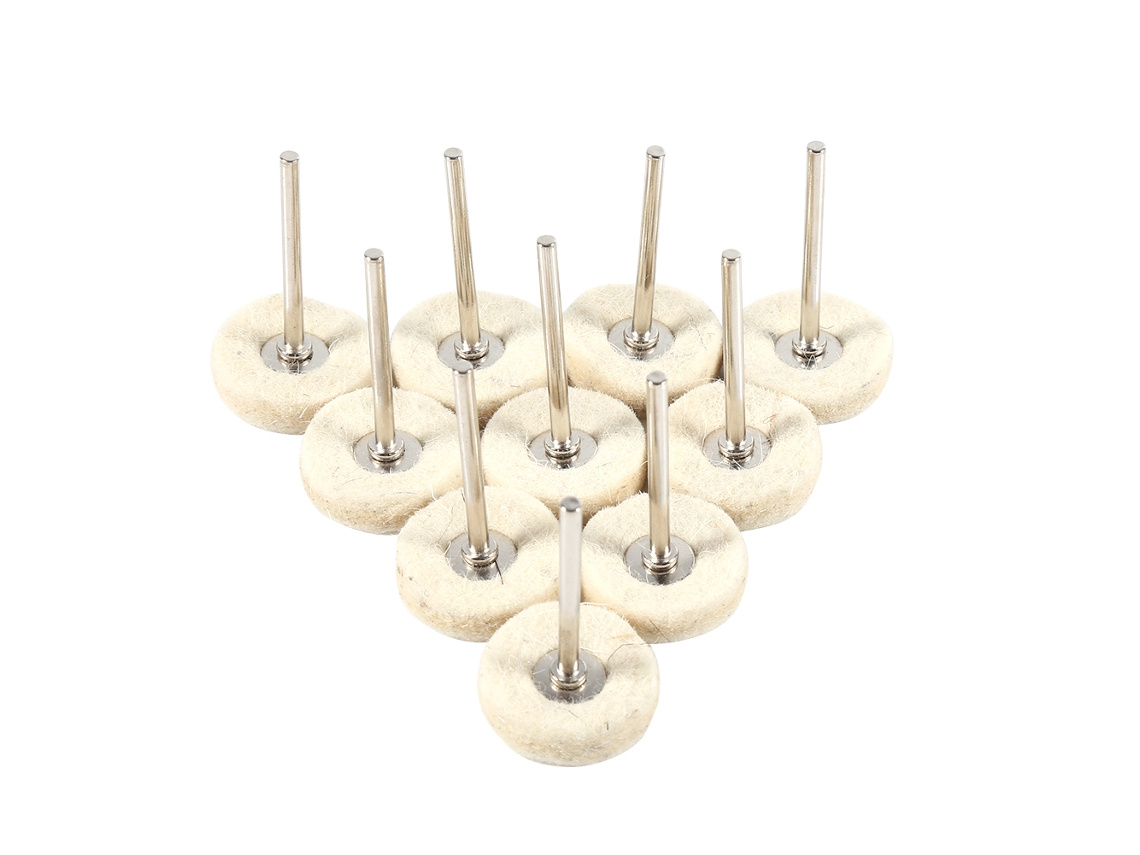 10pcs Rodas De Polimento De Lã 25mm Com Manivela Para Ferramenta Rotativa